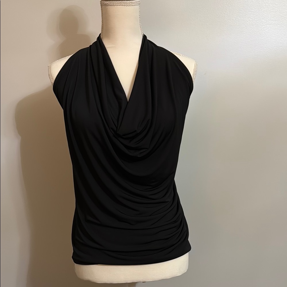 Black Draped Sleeveless Tank Top